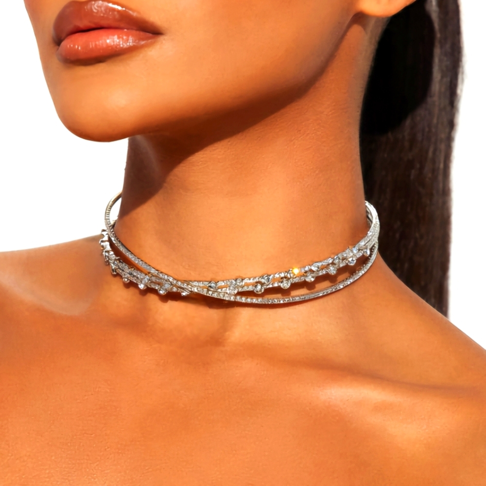 Elegant Silver Choker Necklace